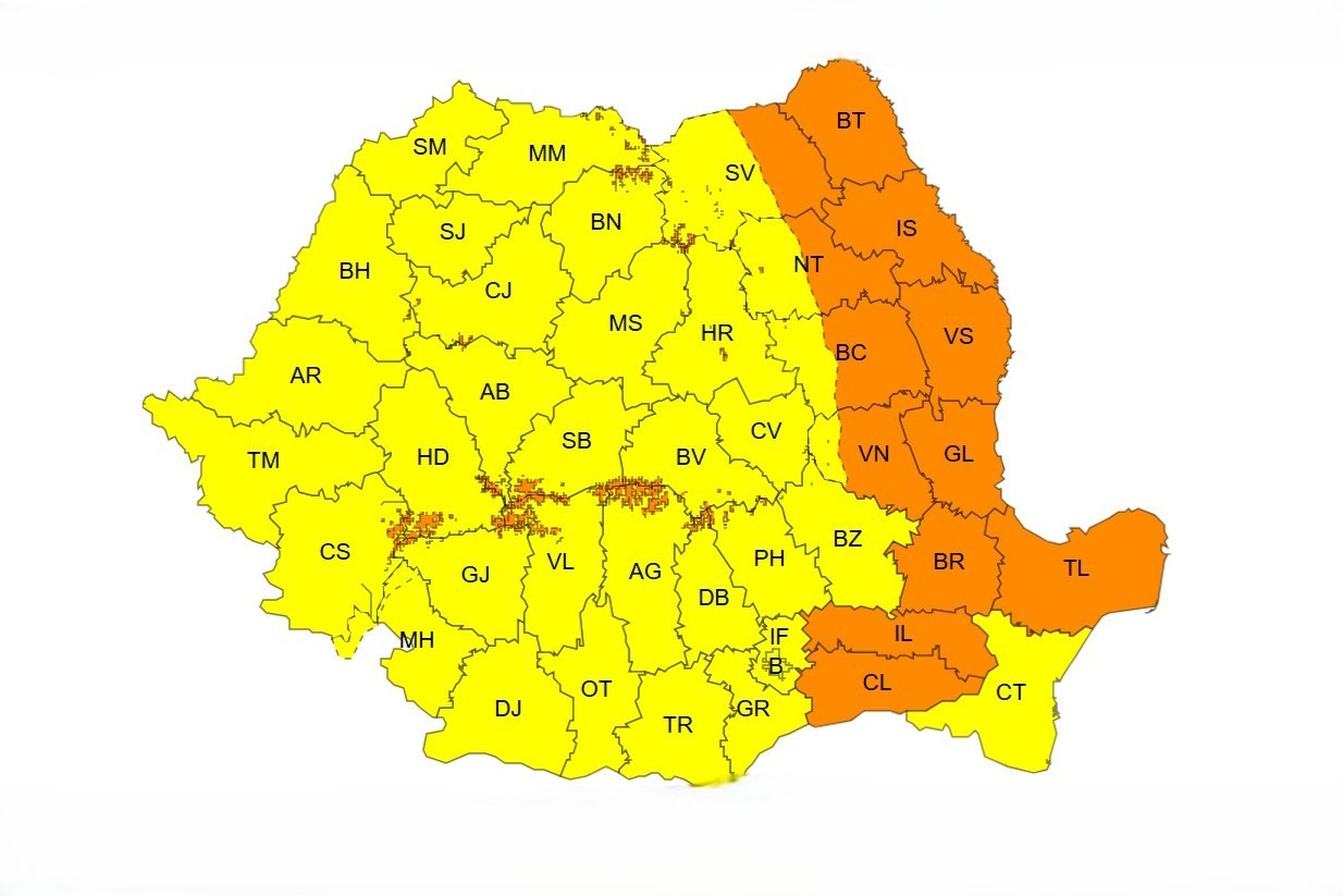Ialomița: Cod portocaliu de vânt puternic
